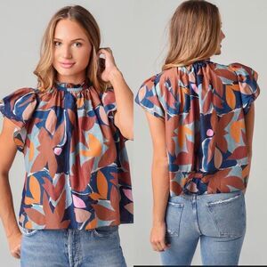 NWOT TROVATA silk blend Carla Highneck Blouse, XS $260 B19